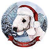 Holiday Pet Gifts Bedlington Terrier White Dog Santa Hat Porcelain Ornament