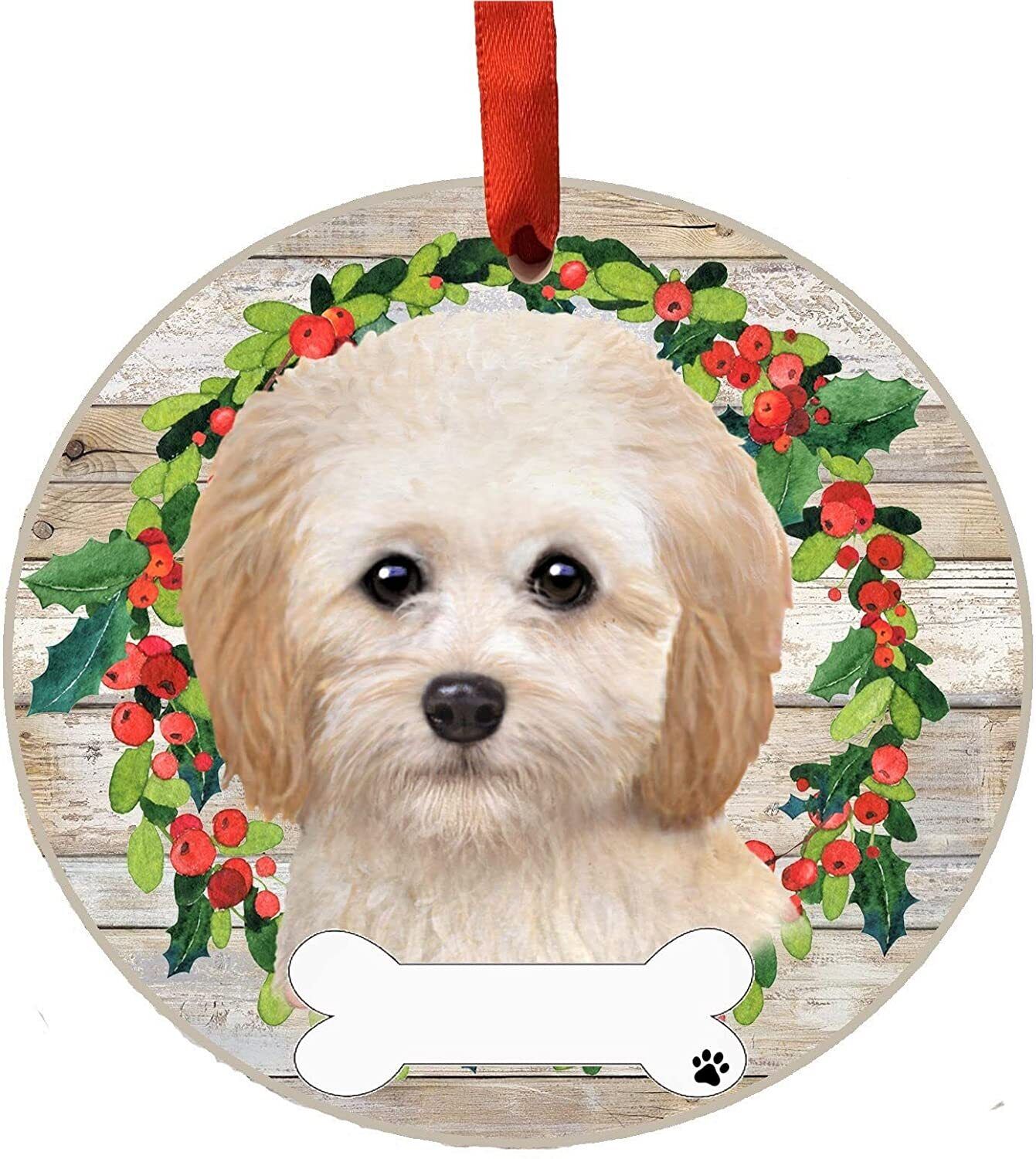 Cockapoo Ornament - E&S Pets, DIY Personalizable, Ceramic Round Ornament