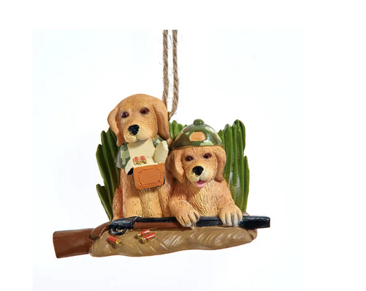 Kurt Adler Hunter Labrador Puppies Ornament, 3.5"