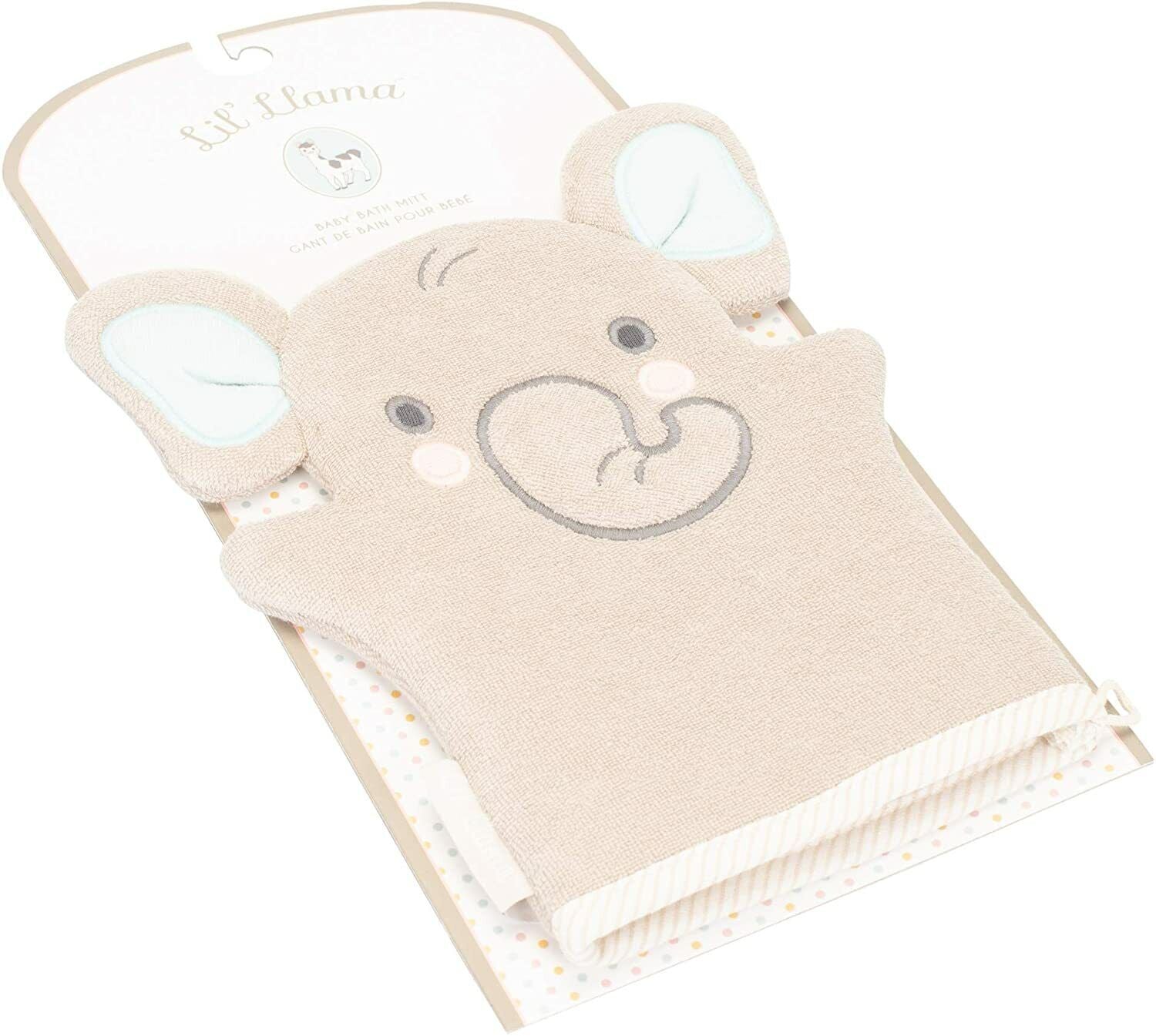Lil' Elephant Grey Super Soft Cotton Terry Cloth Baby Bath Mitt