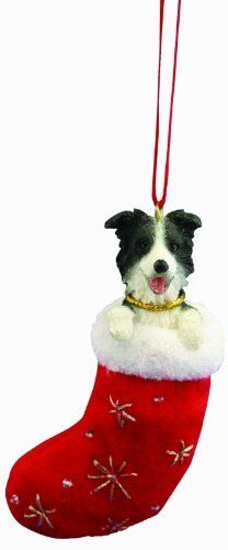 Border Collie Stocking Ornament with "Santa's Little Pals" Hand Painted