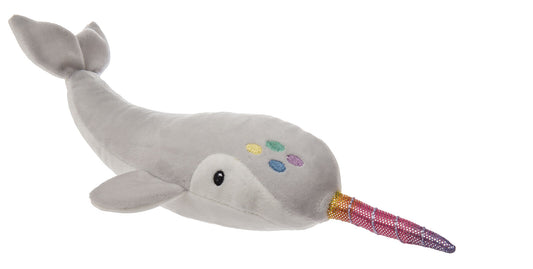 Mary Meyer Gray Neptune Narwhal Soft Toy, 11" including tusk