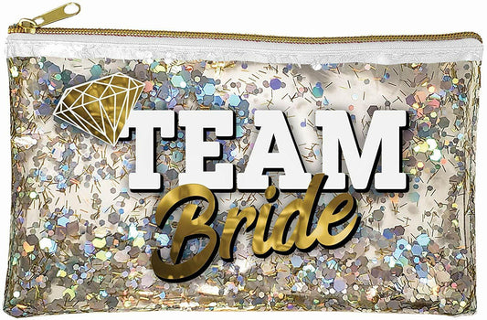 Spoontiques Team Bride Glitter Cosmetic Bag