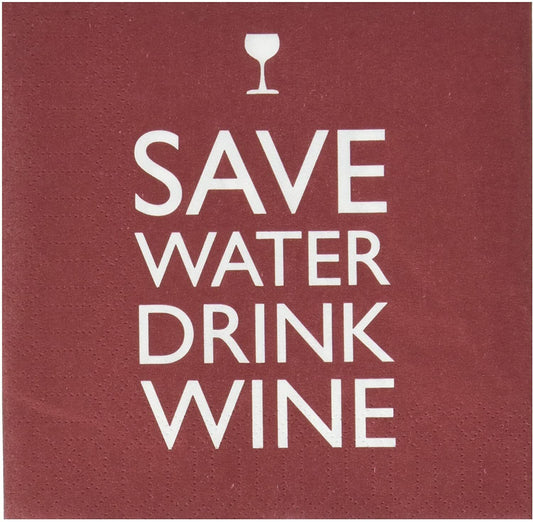 Paperproducts Design 20-Pack Save Water Drink Wine Paper Cocktail Napkins