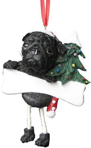 E&S Pets 35356-32 Black Pug Dangling Dogs Ornament