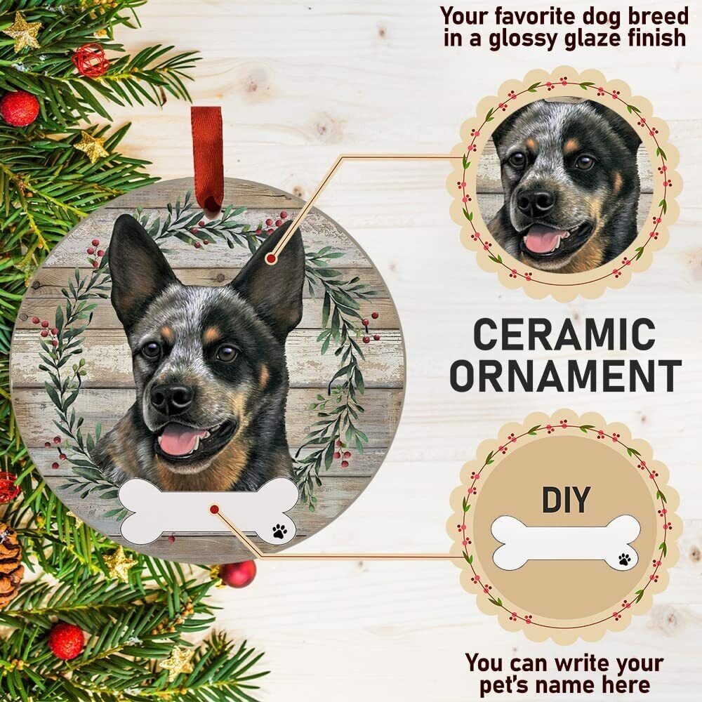 E&S Pets Australian Cattle Dog Ornament Personalizable, Ceramic Round Ornament