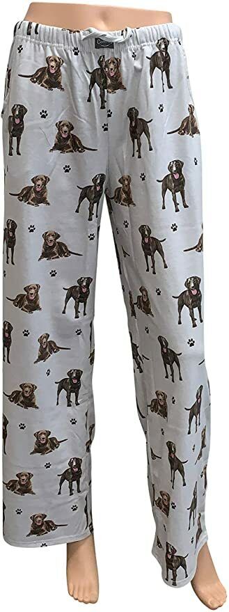 Chocolate Labrador Unisex Lightweight Cotton Blend Pajama Bottoms- Large