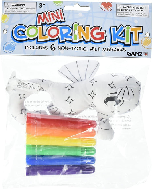 Ganz Elephant Plush Mini Coloring Kit (7 Piece), Seahorse with 6 Markers