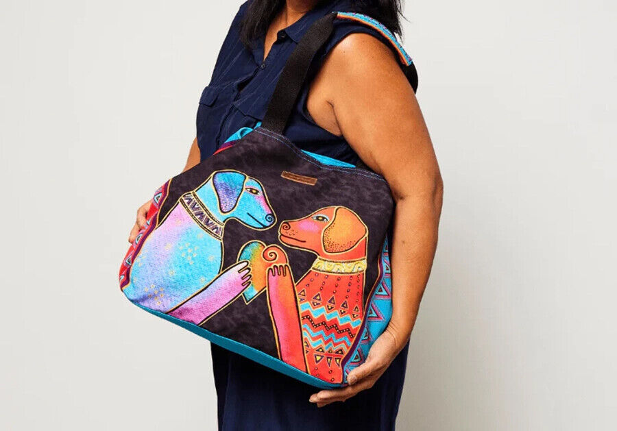 Laurel Burch Heartfelt Dogs Large Gap Tote, 21" x 5.5" x 15"