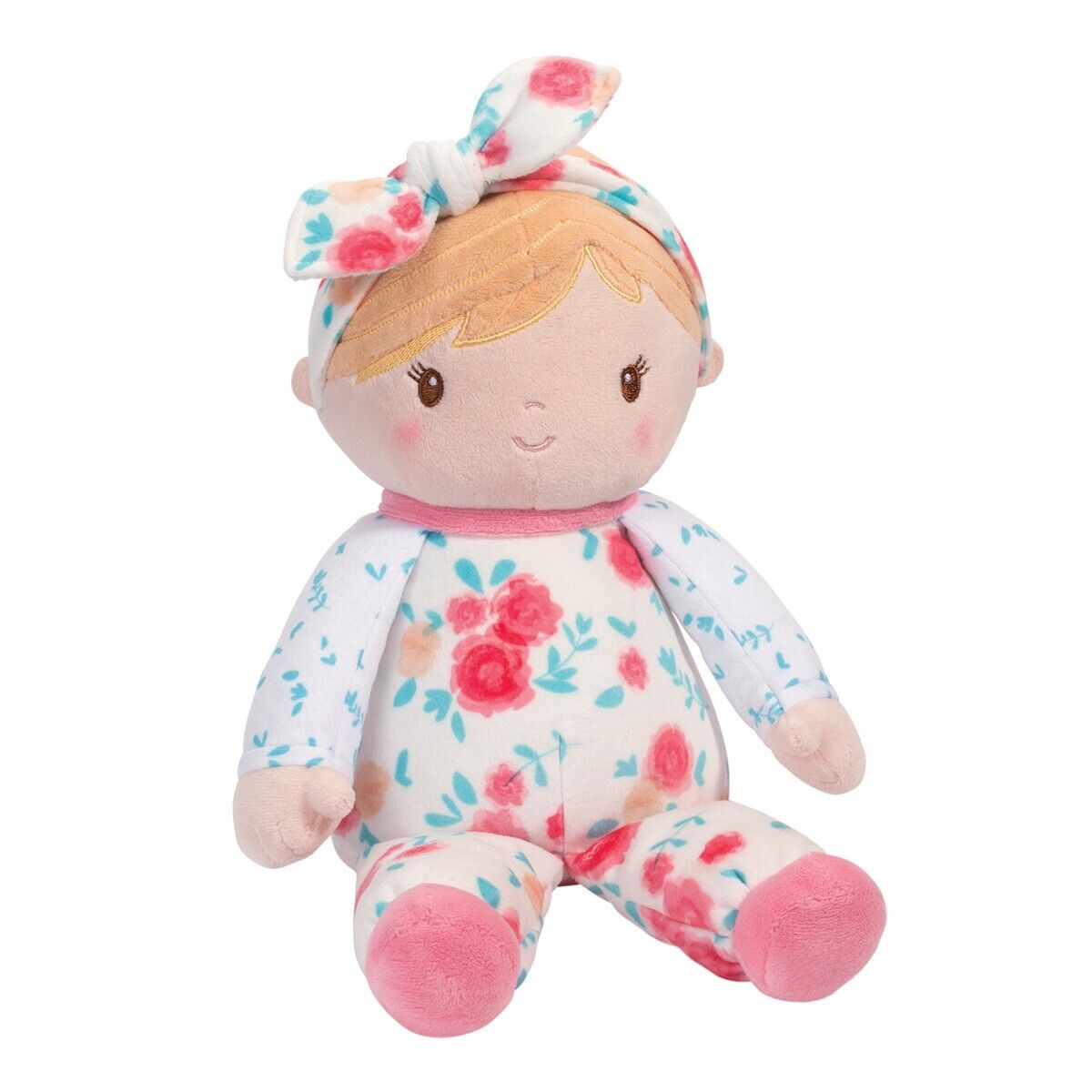 Douglas Toys Vera Floral Soft Blonde Doll Plush Stuffed Toy, 13 inch