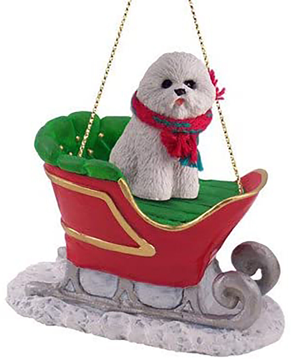 Conversation Concepts Bichon Frise Sleigh Christmas Holiday Ornament