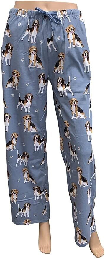 Beagle Unisex Lightweight Cotton Blend Pajama Bottoms- Medium