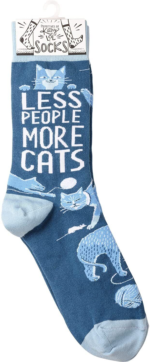 Primitives by Kathy - Less People More Cats Colorful Socks