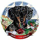 Dachshund SH Dark Dapple Porcelain Ornament Pet Gift Santa I Can Explain!