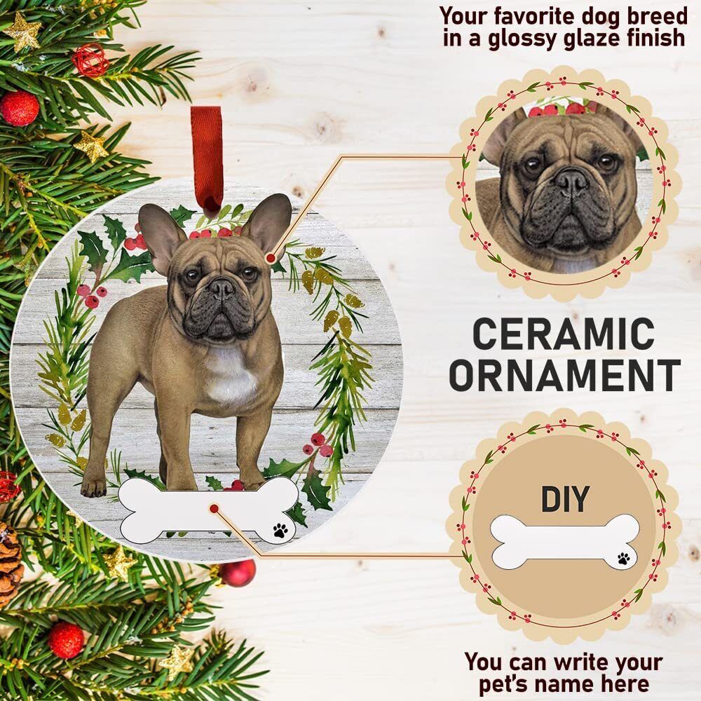 French Bulldog Ornament - E&S Pets - DIY Personalizable, Ceramic Round Ornament