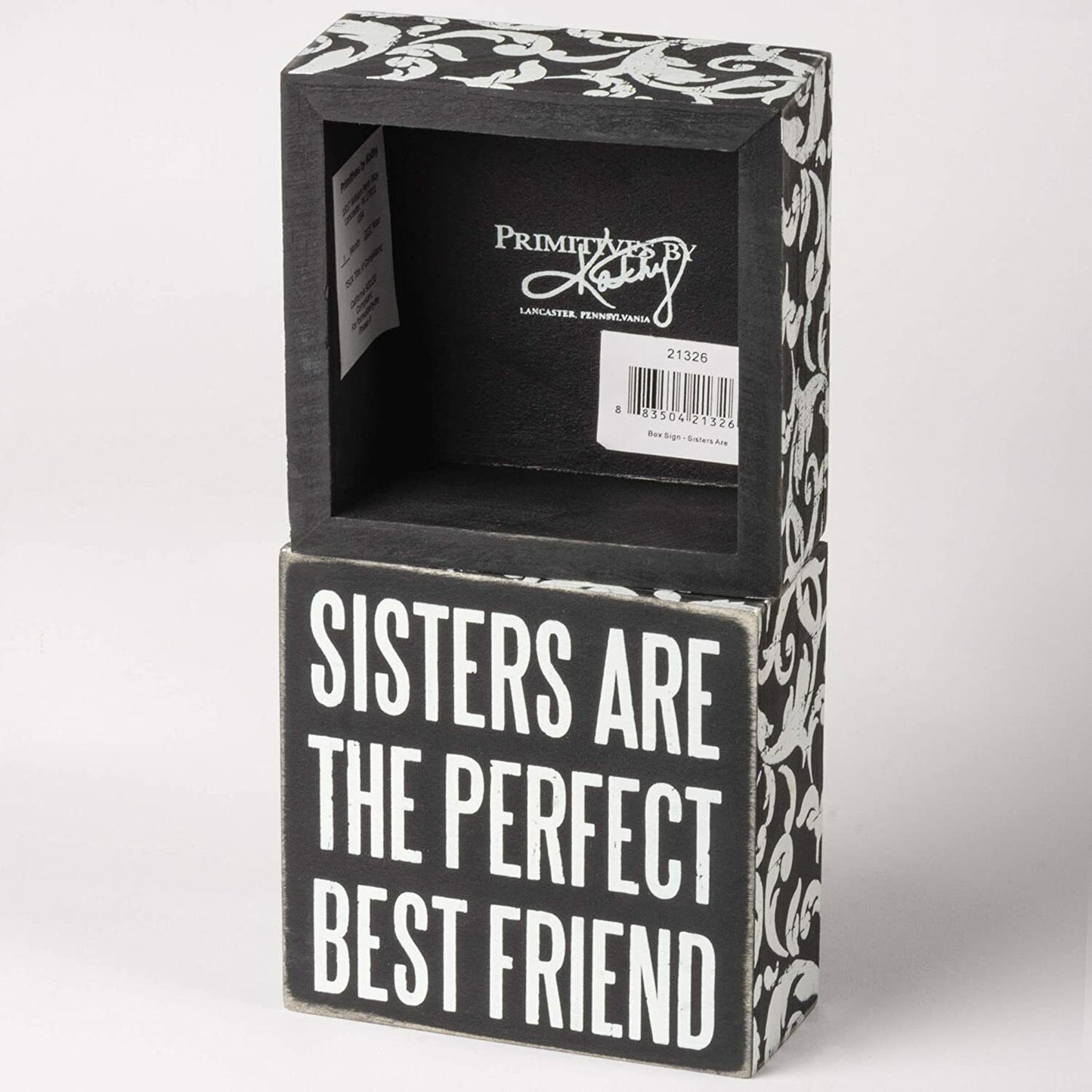 Primitives by Kathy Box Sign, 4 x 4-Inches, Sisters Are The Perfect Best Friend