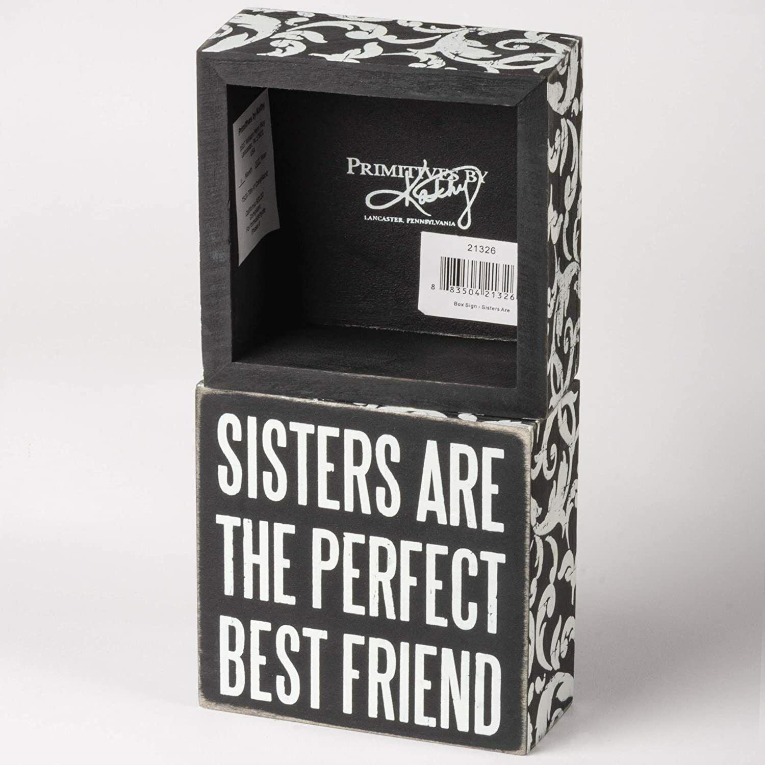 Primitives by Kathy Box Sign, 4 x 4-Inches, Sisters Are The Perfect Best Friend