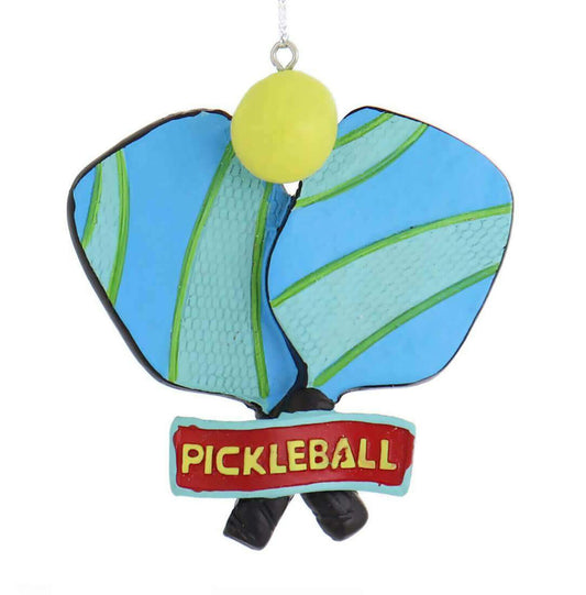 Midwest Blue Green Pickle Ball Racket Ball Resin Decorative Christmas Ornament
