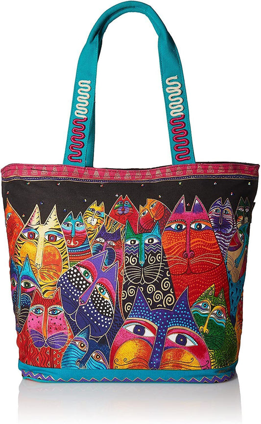 Laurel Burch (LB5230) Shoulder Tote Zipper Top 19 x 6 x 15-Inch, Fantasticats
