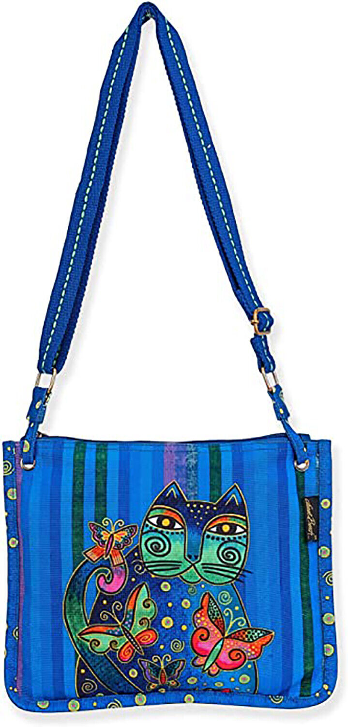 Women's Laurel Burch, Gatito Azul Blue Cat Crossbody Purse, 12" x 9.5"