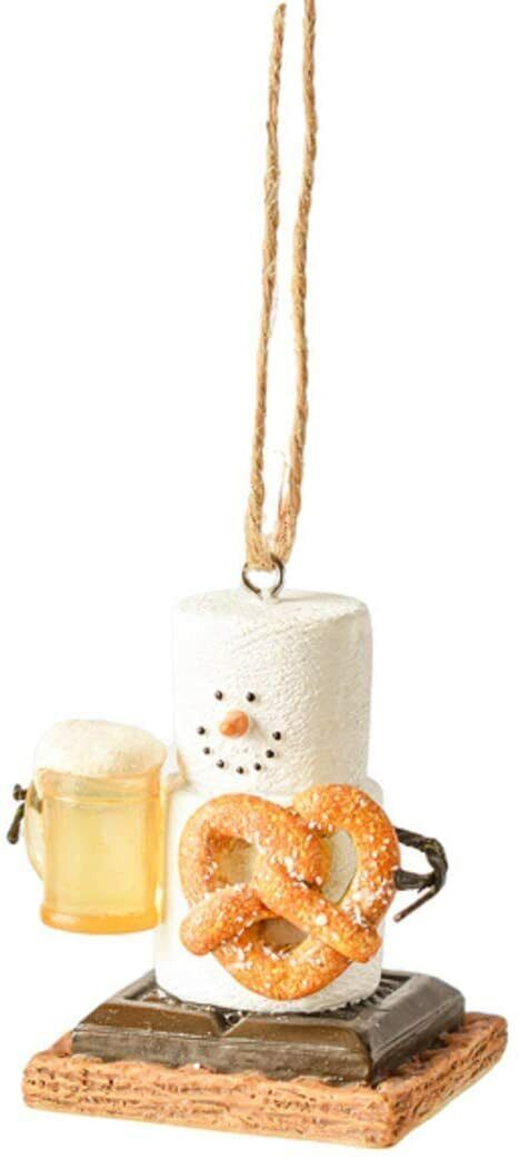 Ganz MX179683 S'Mores Beer & Pretzel Decorative Hanging Ornament, 2.75 Inches