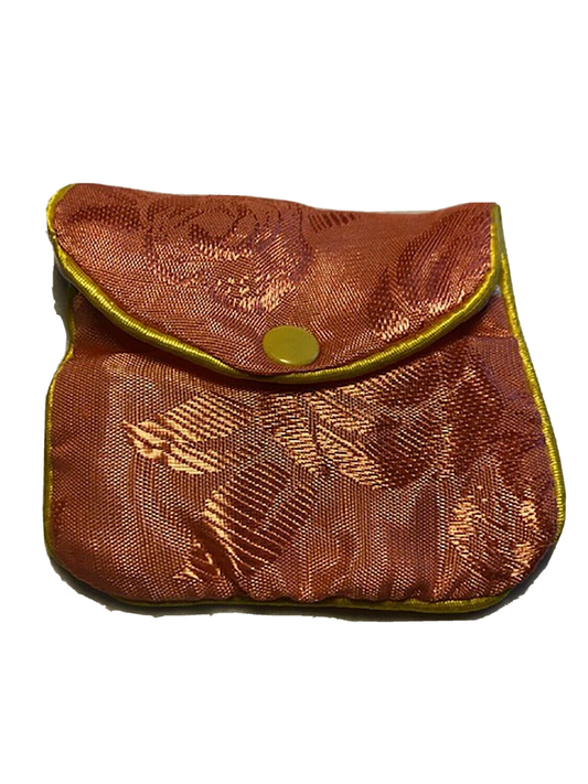 Rayon brocade pouch for jewelry with zipper and snap, multiple colors, 3 x 2.5"