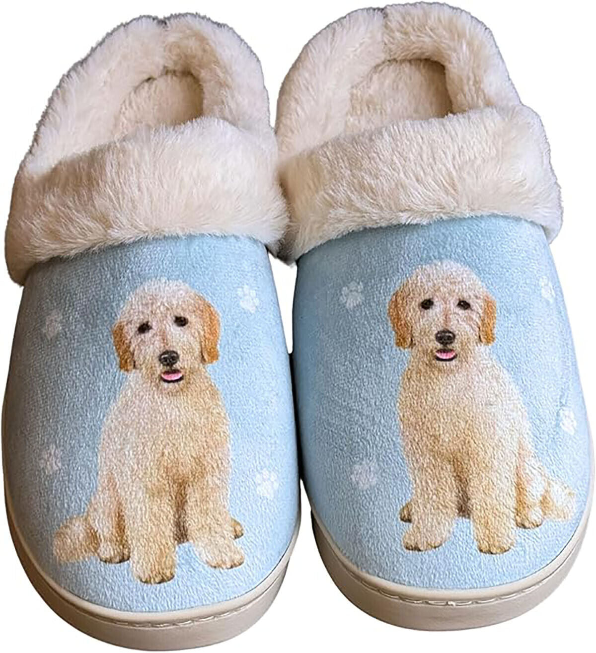 E&S Pets Goldendoodle Snugg Slippers for Pet Lovers - Fuzzy Memory Foam, S/M