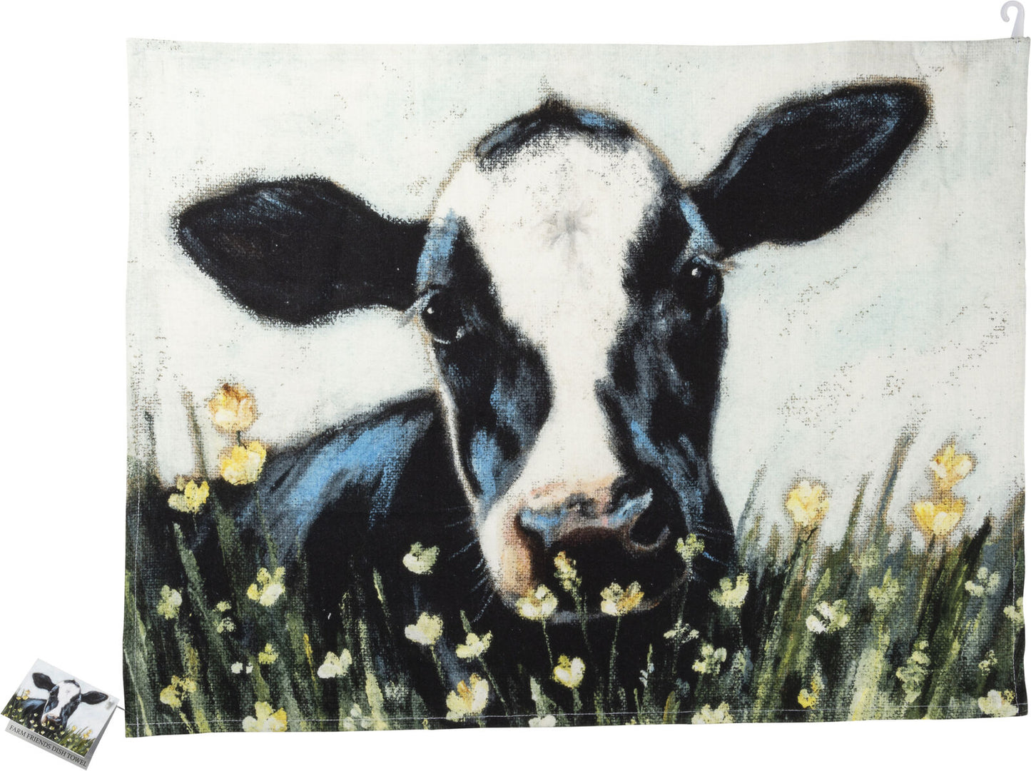 Primitives by Kathy Farmhouse Collection Cotton Dish Towel - Cow, 20" x 26"