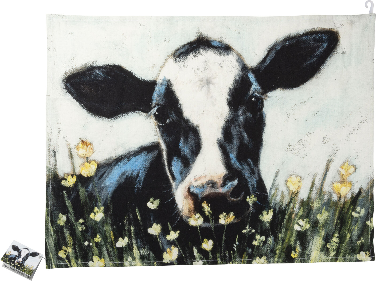 Primitives by Kathy Farmhouse Collection Cotton Dish Towel - Cow, 20" x 26"