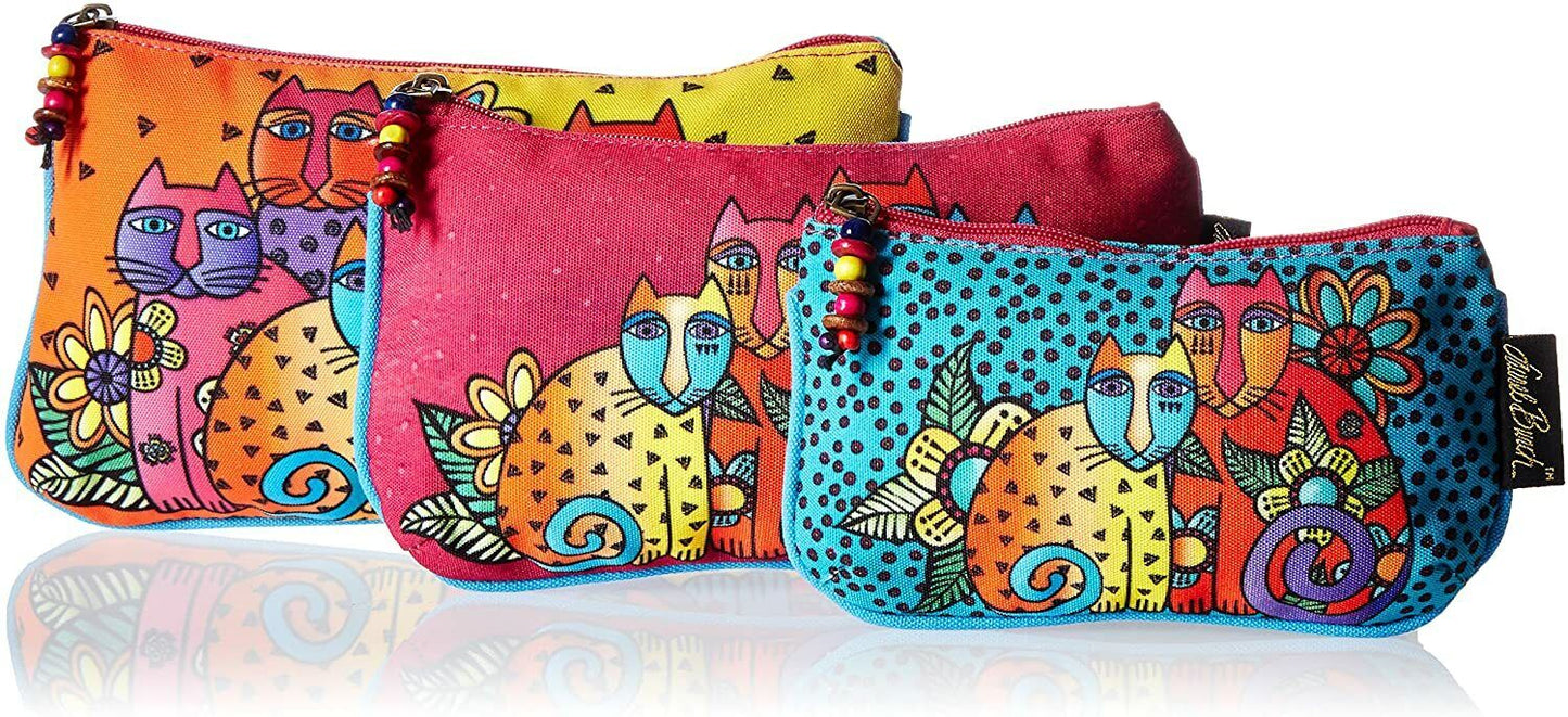 Laurel Burch Cosmetic Bag, Feline Clan, Set of 3