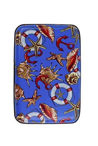 Blue Anchor Seashell Armored Credit Card RFID Blocking Wallet and Cash Holder