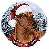 Holiday Pet Gifts Irish Terrier Wheaten Dog Santa Hat Porcelain Ornament