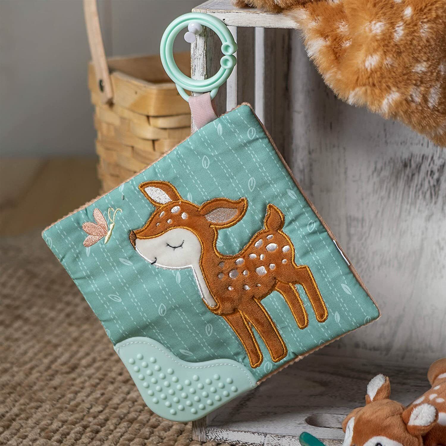 Mary Meyer Crinkle Teether Toy with Baby Paper and Squeaker, 6", Amber Fawn