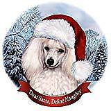 Holiday Pet Gifts White Mini Poodle Dog Santa Hat Porcelain Ornament