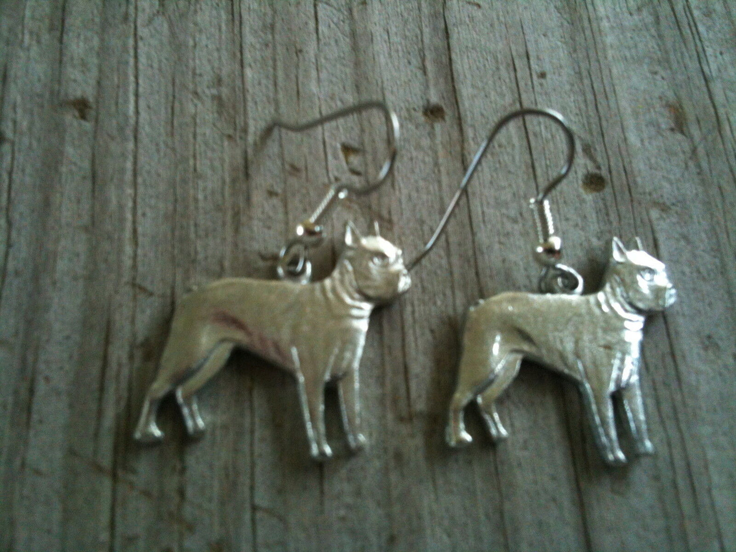 Standing Boxer Dog Silver Plated Lead Free Pewter Earrings