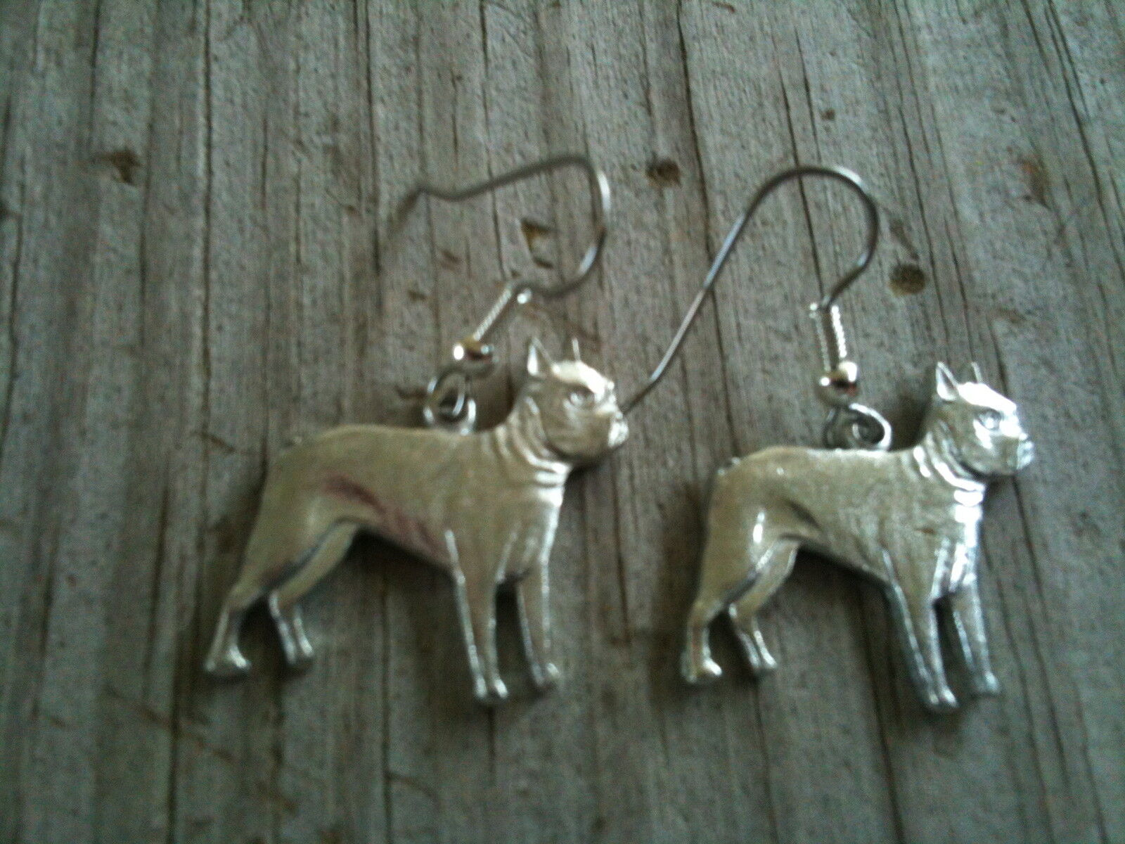 Standing Boxer Dog Silver Plated Lead Free Pewter Earrings