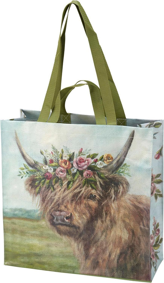 Primitives By Kathy Market Tote - Floral Highland Market Tote, 15 x 15 x 6"