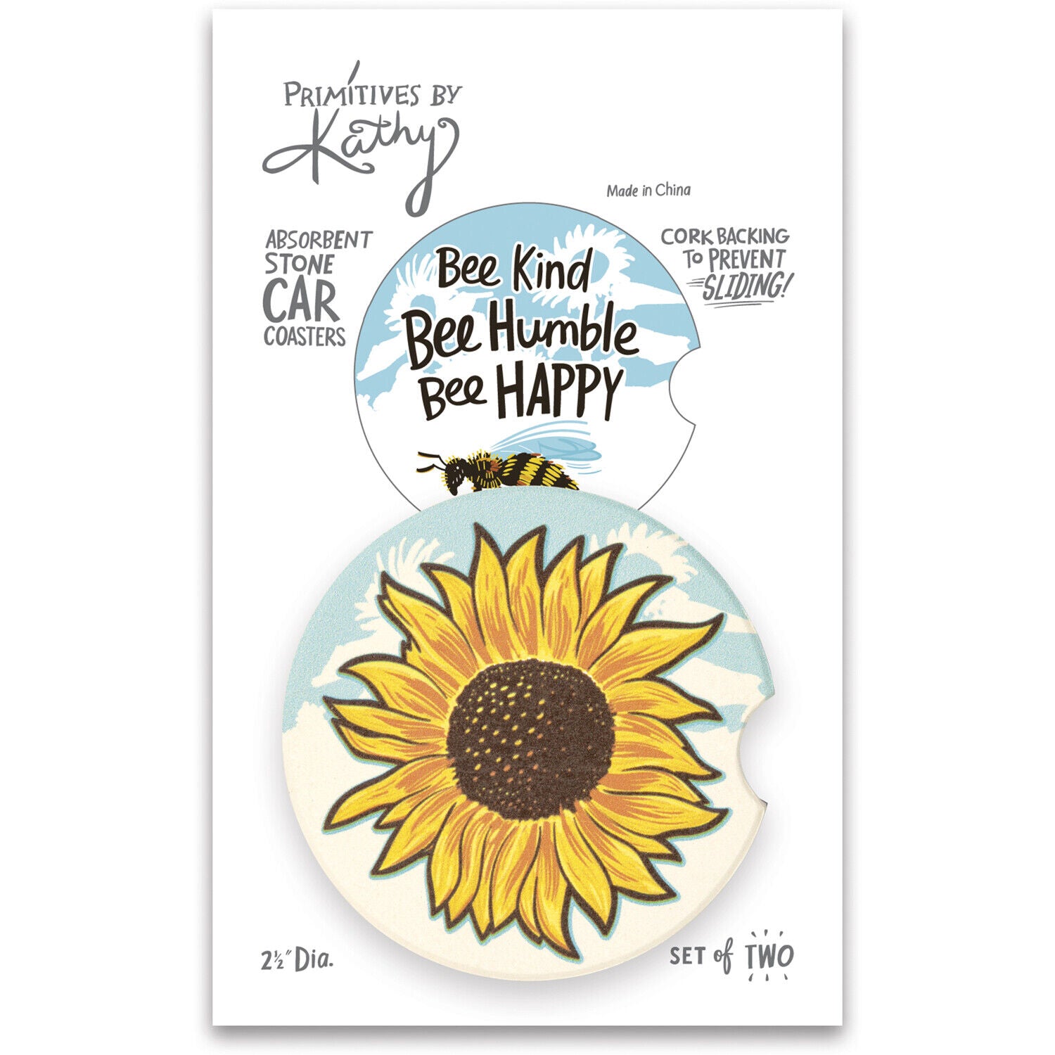 Primitives by Kathy Car Coasters - Bee Kind Bee Humble Bee