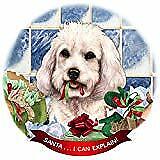 Cockapoo White Dog Porcelain Ornament Pet Gift 'Santa. I Can Explain!'