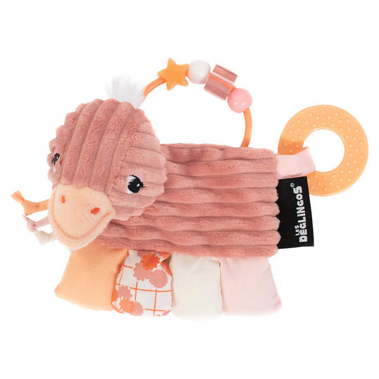 Deglingos Activity Rattle Pomelos - Ostrich -Teething Ring Pink
