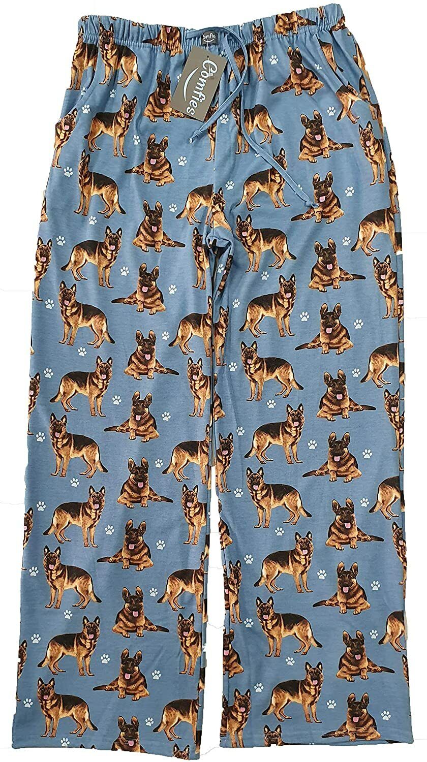 German Shepherd Unisex Lightweight Cotton Blend Pajama Bottoms- Large