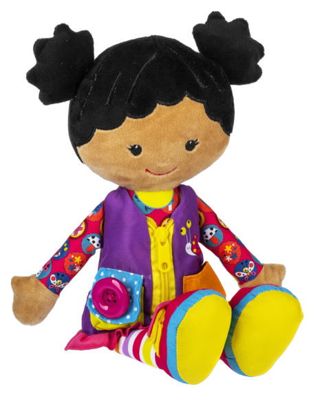 Ganz Learn to Dress Dark Skin Ethnic Girl Doll with Black Hair, 15.5 inches