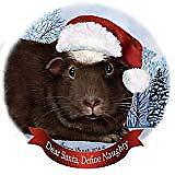 Holiday Pet Gifts Chocolate Crested Guinea Pig Santa Hat Porcelain Ornament