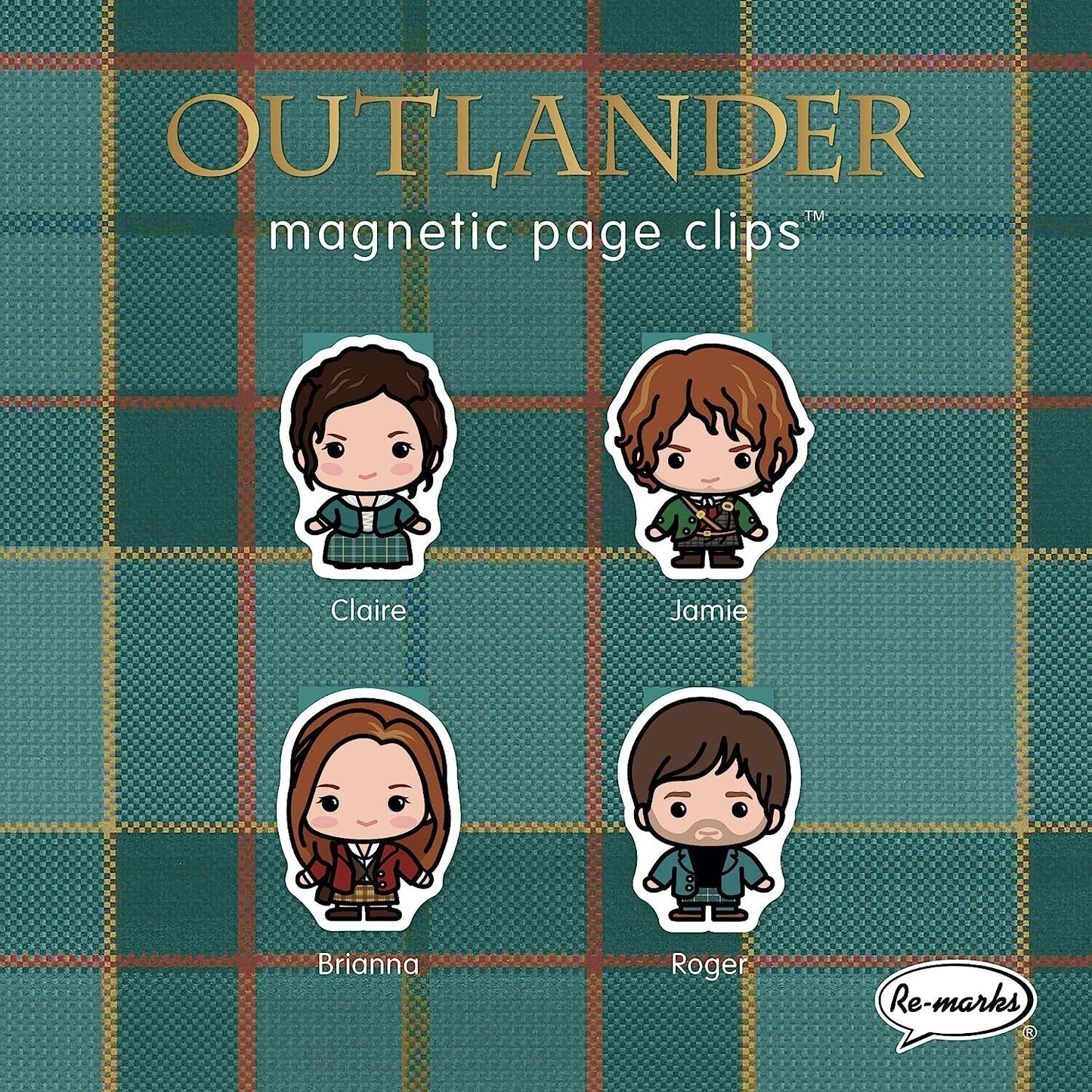 Re-marks “Outlander” Magnetic Bookmarks, 2 Packs of 4 Clips, 8 Clips Total