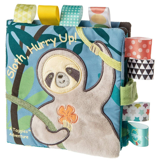 Mary Meyer Taggies Soft Cloth Book with Crinkle, Squeaker, Molasses Sloth