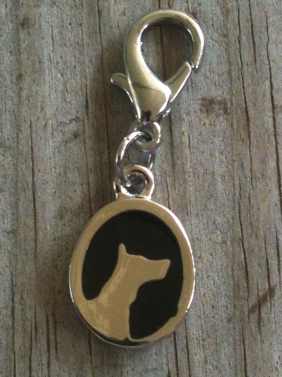 Silver Oval Dog Outline Enameled Earrings