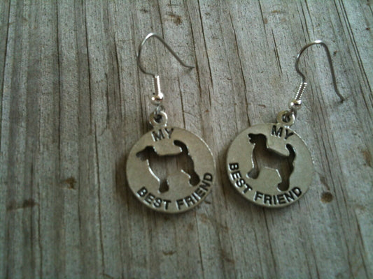 My Best Friend Dog Silver Plated Lead Free Pewter Earrings