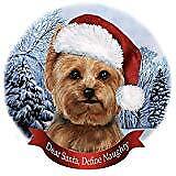 Holiday Pet Gifts Yorkie Light Santa Hat Dog Porcelain Christmas Tree Ornament