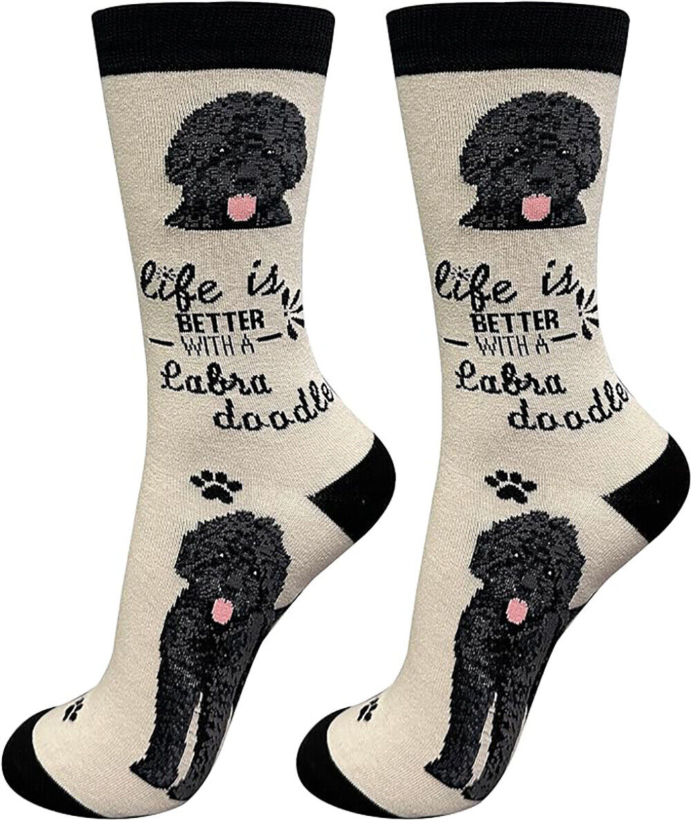 E&S Pets Pet Lover Socks, Life is Better with a Black Labradoodle