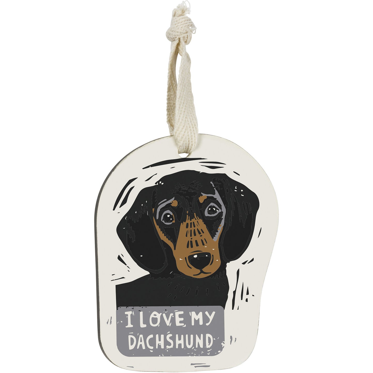 Primitives by Kathy Wooden Hanging Ornament, 2-Sided - I Love My Dachshund
